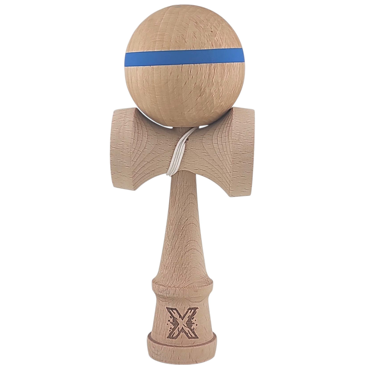 Kendama X Originala, Profesionala, Vivimall, din Lemn, 18 cm, Special, Model cu Dunga, Albastru - vivimall.ro