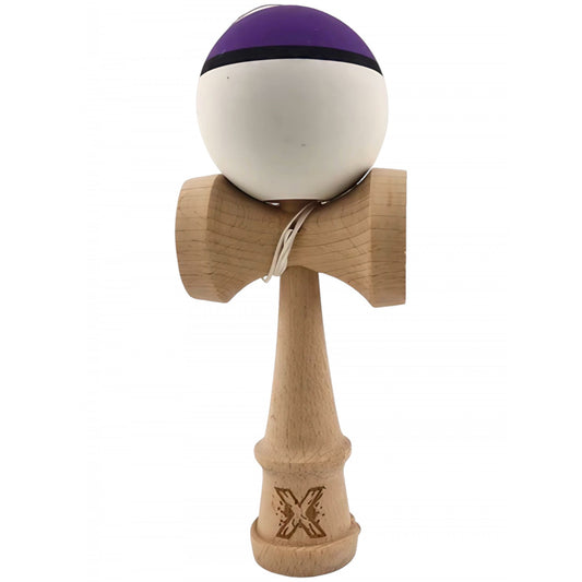 Kendama X Originala, Profesionala, Vivimall, din Lemn, 18 cm, Multicolor Mov/Negru/Alb - vivimall.ro