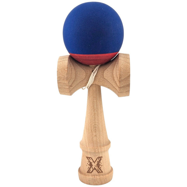 Jucarie Interactiva Kendama Profesionala, Vivimall, din Lemn, 18 cm, Joc de Indemanare pentru Copii si Adulti, Bicolor Albastru inchis/Rosu - vivimall.ro