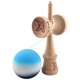 Kendama X Originala, Profesionala, Flippy, Big Cups V2, Rubber Grip cu Cupe Mari, Rulment Metalic cu Ata 55 cm, Gradient Albastru/Alb/Negru - vivimall.ro