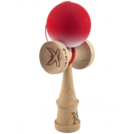Kendama X Originala, Profesionala, Flippy, Big Cups V2, Rubber Grip cu Cupe Mari, Rulment Metalic cu Ata 55 cm,-Gradient Rosu/Alb - vivimall.ro