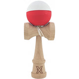 Kendama X Originala, Profesionala, Vivimall, din Lemn, Rubber Grip, 18 cm, Alb/Rosu - vivimall.ro