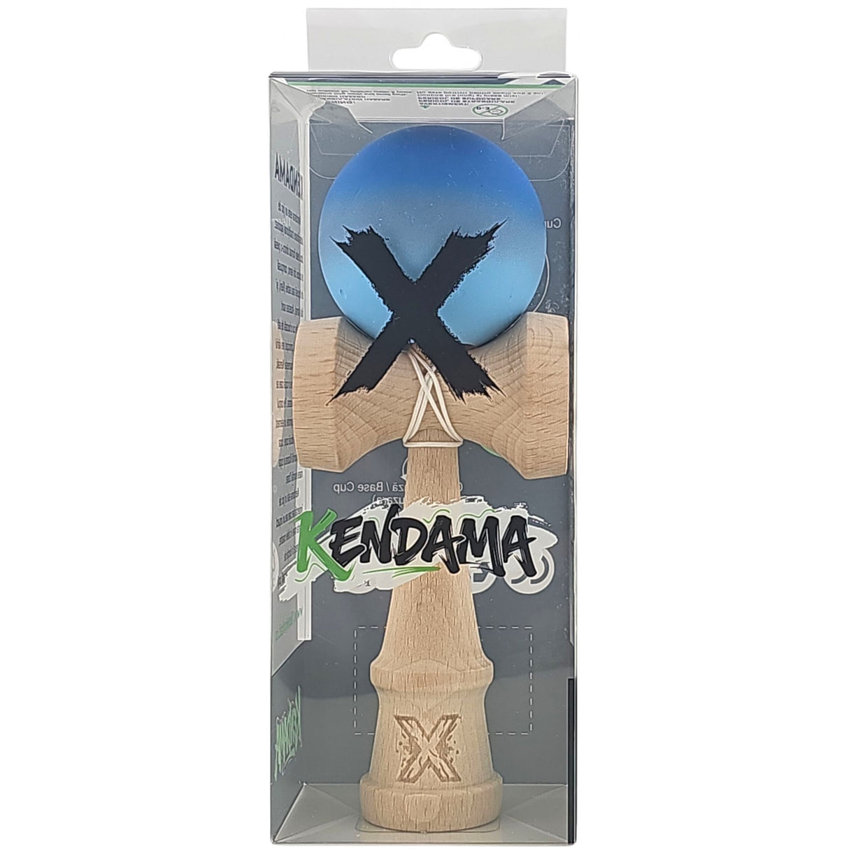 Kendama X Originala, Profesionala, Vivimall, din Lemn, Rubber Grip, 18 cm, Albastru/Alb - vivimall.ro
