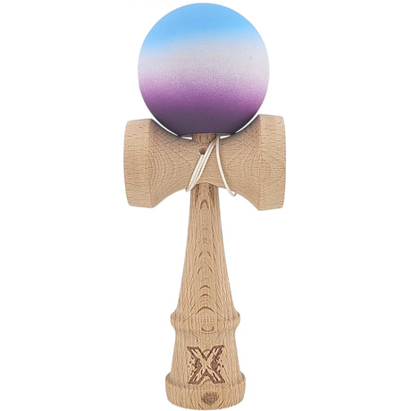 Kendama X Originala, Profesionala, Vivimall, din Lemn, Rubber Grip, 18 cm, Albastru/Alb/Violet- - vivimall.ro