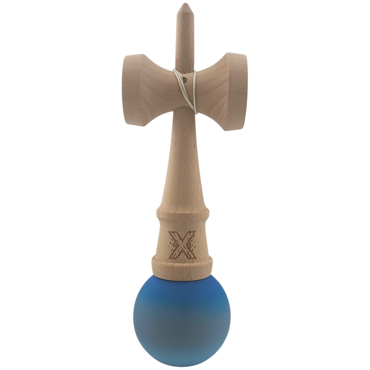 Kendama X Originala, Profesionala, Vivimall, din Lemn, Rubber Grip, 18 cm, Albastru/Gri/Bleu - vivimall.ro