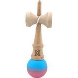 Kendama X Originala, Profesionala, Vivimall, din Lemn, Rubber Grip, 18 cm, Albastru/Roz - vivimall.ro