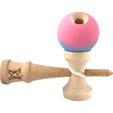 Kendama X Originala, Profesionala, Vivimall, din Lemn, Rubber Grip, 18 cm, Albastru/Roz - vivimall.ro