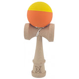 Kendama X Originala, Profesionala, Vivimall, din Lemn, Rubber Grip, 18 cm, Galben/Portocaliu - vivimall.ro