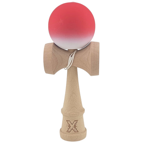 Kendama X Originala, Profesionala, Vivimall, din Lemn, Rubber Grip, 18 cm, Gradient Rosu/Alb - vivimall.ro