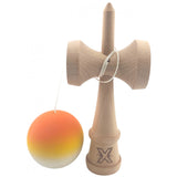 Kendama X Originala, Profesionala, Vivimall, din Lemn, Rubber Grip, 18 cm, Gradient Rosu Galben Alb - vivimall.ro