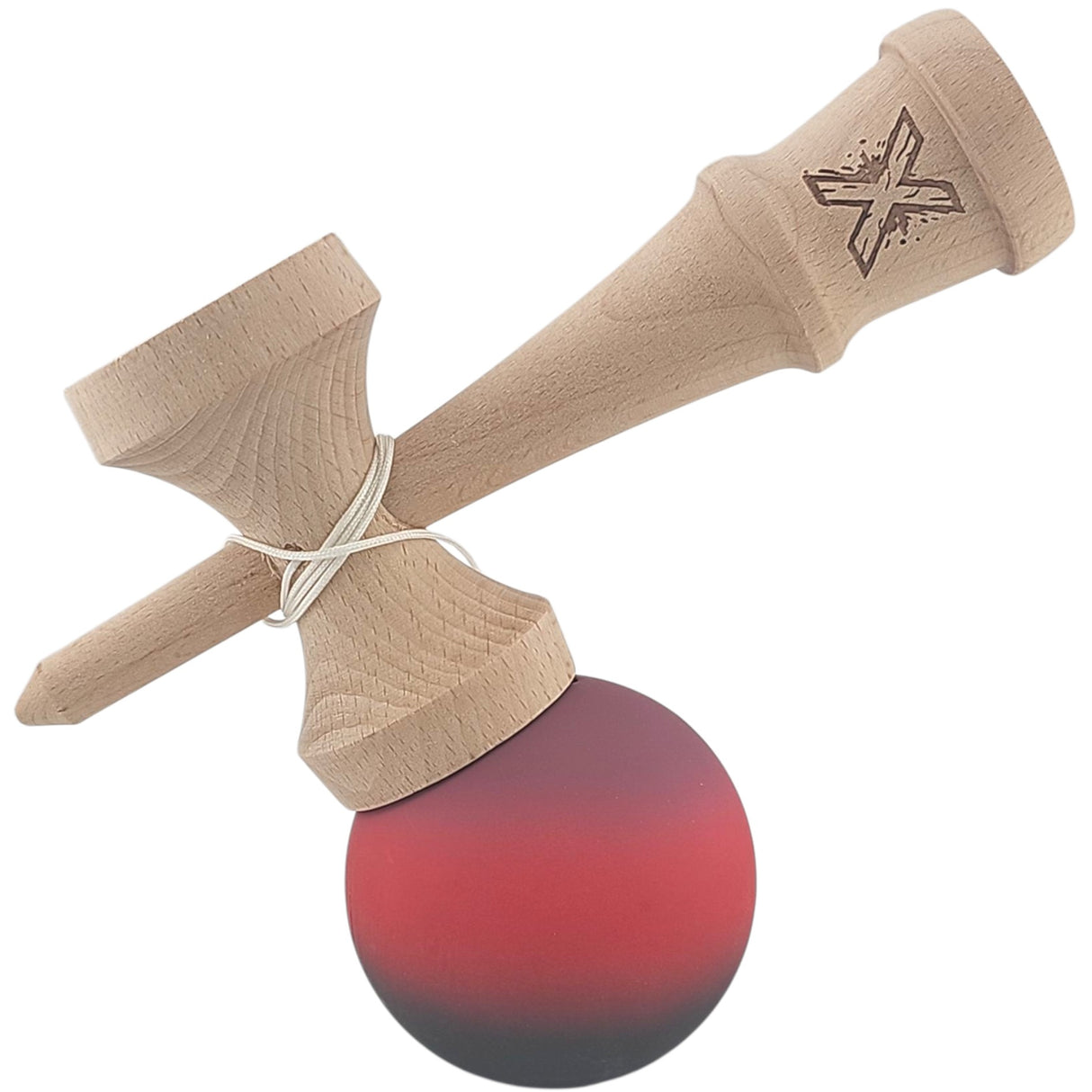 Kendama X Originala, Profesionala, Vivimall, din Lemn, Rubber Grip, 18 cm, Mov/Rosu/Negru - vivimall.ro