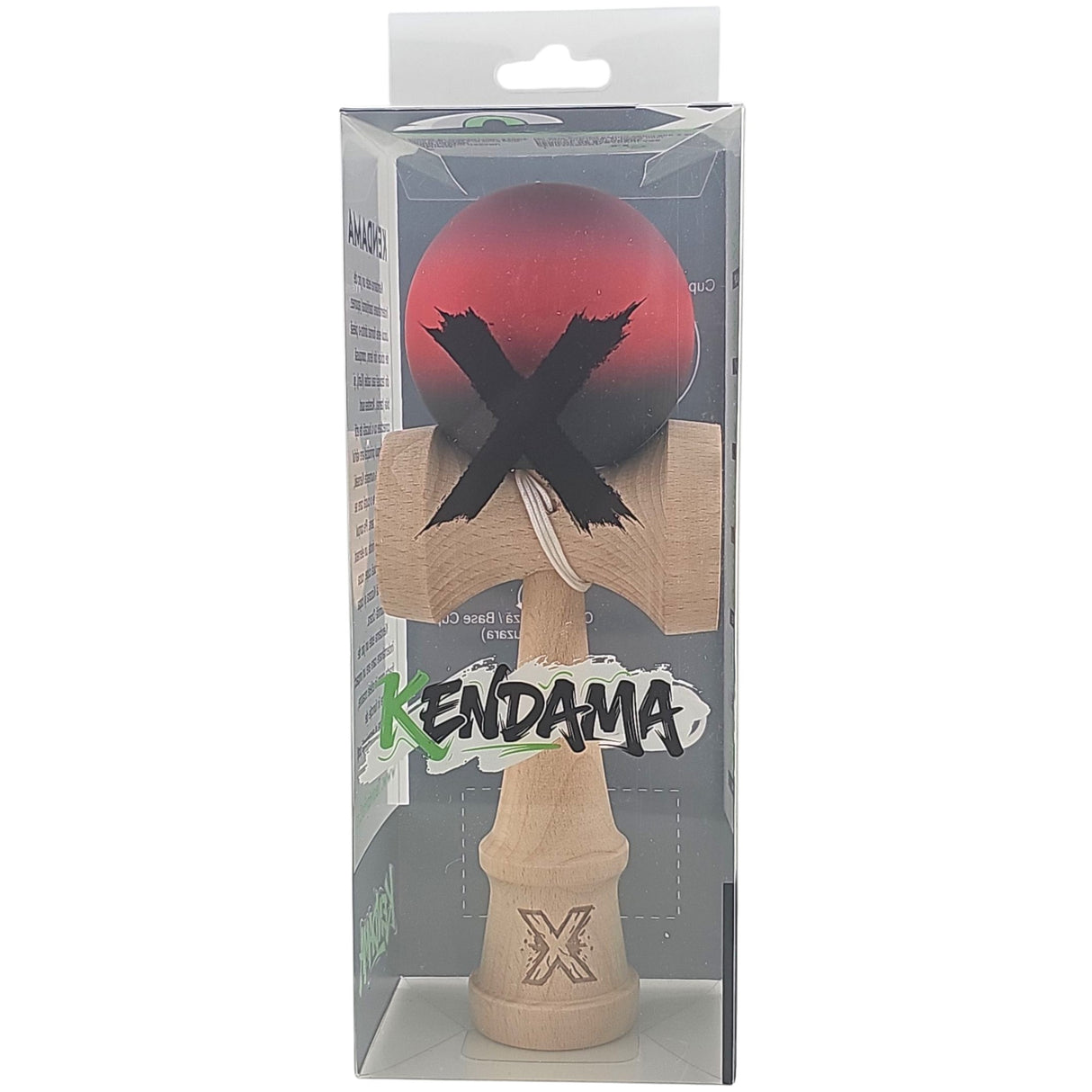 Kendama X Originala, Profesionala, Vivimall, din Lemn, Rubber Grip, 18 cm, Mov/Rosu/Negru - vivimall.ro