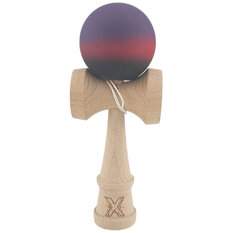Kendama X Originala, Profesionala, Vivimall, din Lemn, Rubber Grip, 18 cm, Mov/Rosu/Negru - vivimall.ro