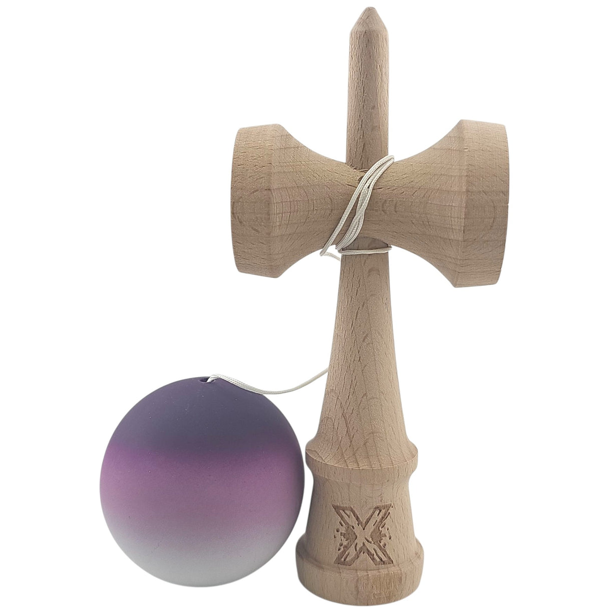 Kendama X Originala, Profesionala, Vivimall, din Lemn, Rubber Grip, 18 cm, Negru/Maro/Alb - vivimall.ro