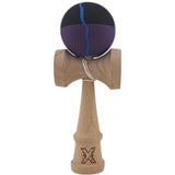 Kendama X Originala, Profesionala, Vivimall, din Lemn, Rubber Grip, 18 cm, Negru/Mov/Albastru - vivimall.ro
