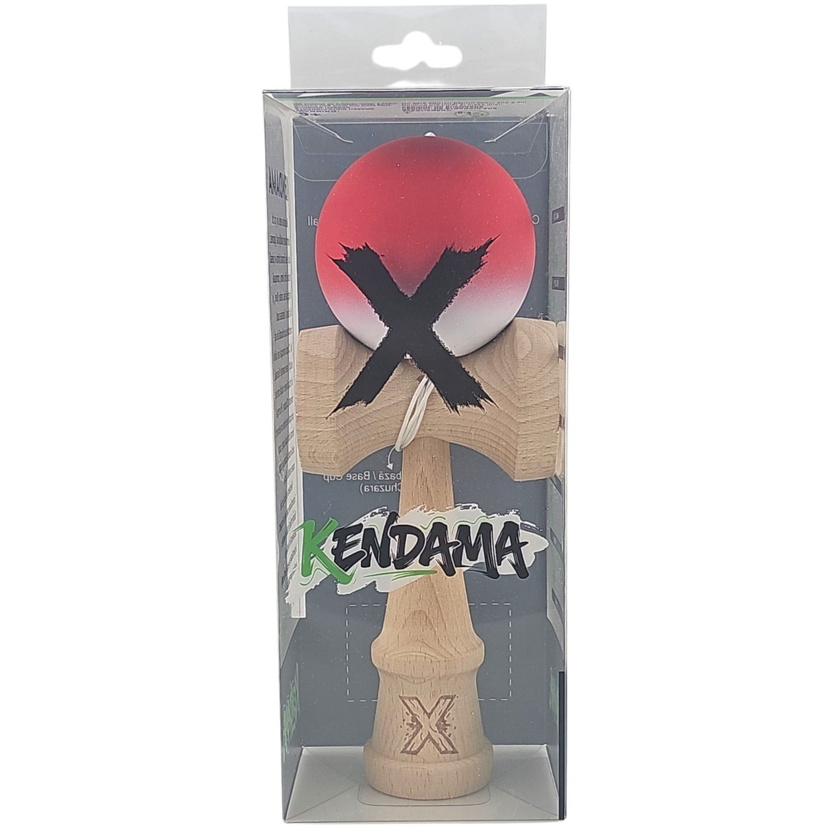 Kendama X Originala, Profesionala, Vivimall, din Lemn, Rubber Grip, 18 cm, Rosu/Alb - vivimall.ro