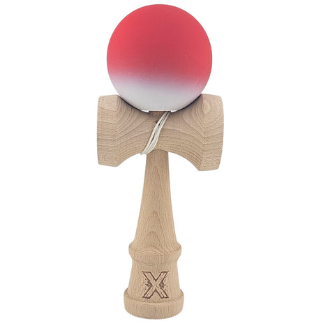 Kendama X Originala, Profesionala, Vivimall, din Lemn, Rubber Grip, 18 cm, Rosu/Alb - vivimall.ro