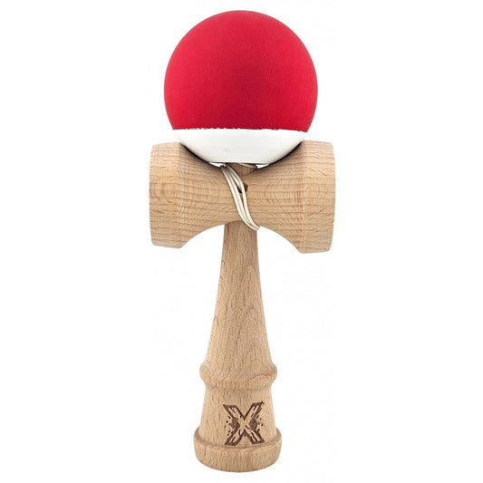 Kendama X Originala, Profesionala, Vivimall, din Lemn,  Rubber Grip, 18 cm, Rosu/Alb - vivimall.ro