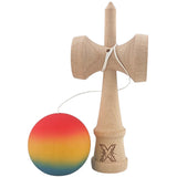Kendama X Originala, Profesionala, Vivimall, din Lemn, Rubber Grip, 18 cm,Rosu/Galben/Albastru - vivimall.ro