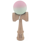 Kendama X Originala, Profesionala, Vivimall, din Lemn, Rubber Grip, 18 cm, Roz/Verde - vivimall.ro