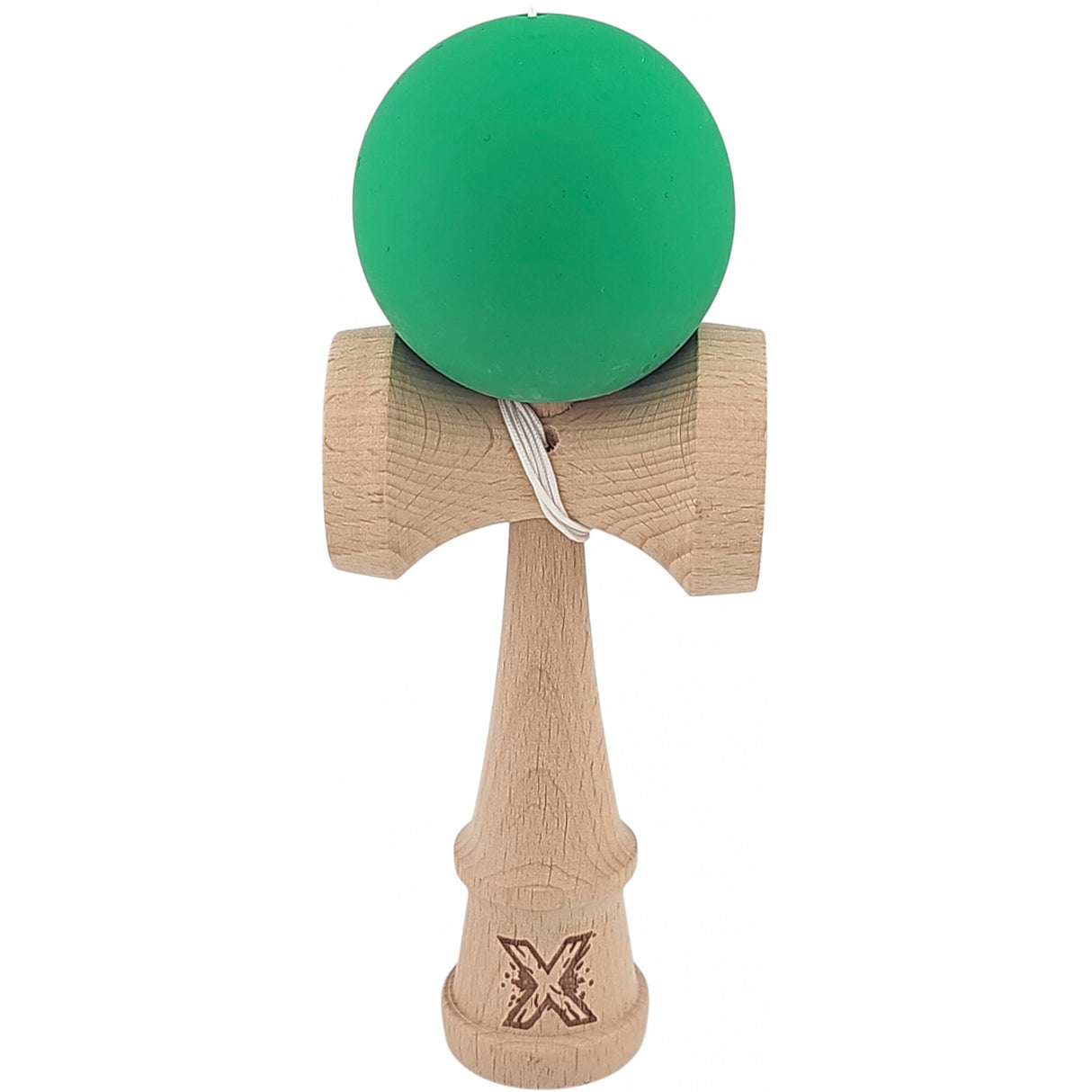 Kendama X Originala, Profesionala,  Flippy, din lemn, Rubber Grip, 18 cm, Verde - vivimall.ro