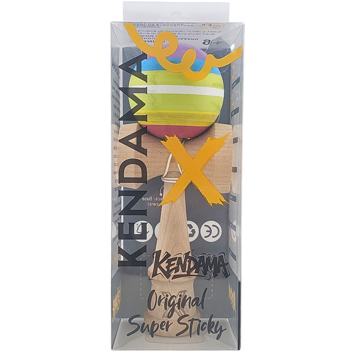 Kendama X Originala, Profesionala, Vivimall, din Lemn, Super Sticky, 18 cm, Multicolor - vivimall.ro