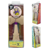 Kendama X Originala, Profesionala, Vivimall, Violet Monkey, Super Sticky cu Cupe Mari King Size V3, Rulment Metalic si Gaura in Baza, din Lemn 18 cm, Ata 55 cm, Roz - vivimall.ro