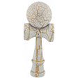 Kendama X Originala, Profesionala, Vivimall, Kendama Cracked, din Lemn – 18 cm, Alb/Galben - vivimall.ro