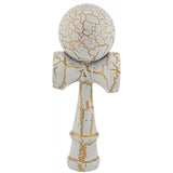 Kendama X Originala, Profesionala, Flippy, Kendama Cracked, din Lemn – 18 cm, Alb/Galben - vivimall.ro