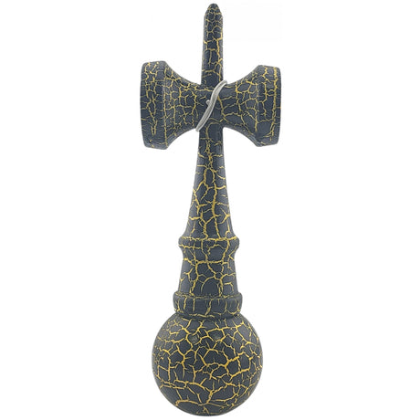 Kendama X Originala, Profesionala, Flippy, Kendama Cracked, din Lemn – 18 cm, Crack Negru/Galben - vivimall.ro