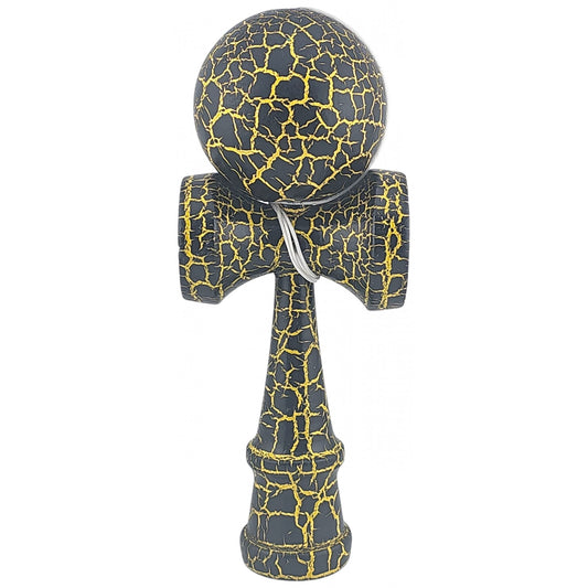 Kendama X Originala, Profesionala, Vivimall, Kendama Cracked, din Lemn – 18 cm, Crack Negru/Galben - vivimall.ro