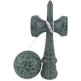 Kendama X Originala, Profesionala, Vivimall, Kendama Cracked, din Lemn – 18 cm, Crack Negru/Verde