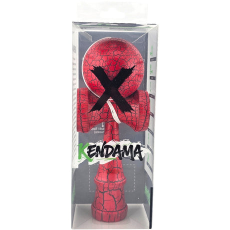 Kendama X Originala, Profesionala, Flippy, Kendama Cracked, din Lemn, 18 cm, Rosu/Negru - vivimall.ro