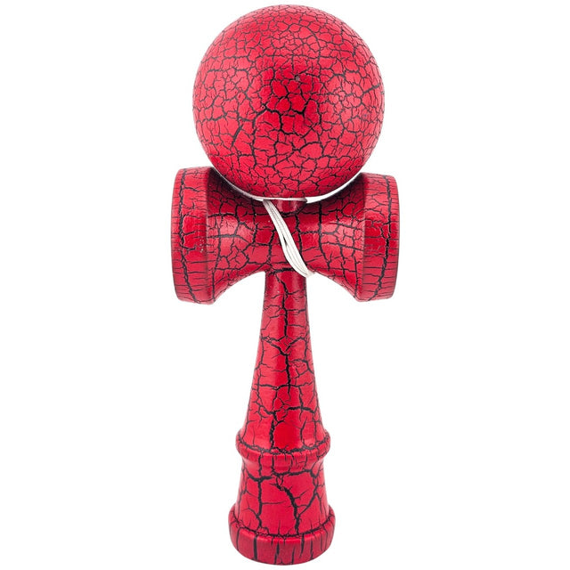 Kendama X Originala, Profesionala, Flippy, Kendama Cracked, din Lemn, 18 cm, Rosu/Negru - vivimall.ro
