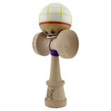 Kendama X Originala, Profesionala, Vivimall, Legendary Glob, Cupe Mari KING SIZE V3, Super Sticky, Gaura in Baza, Rulment Metalic, din lemn 18 cm, Ata 55 cm, Alb/Galben/Rosu - vivimall.ro