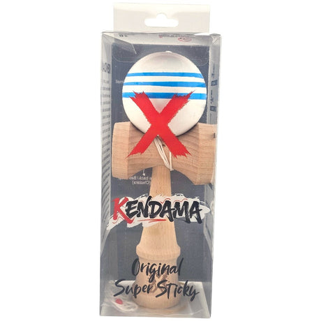 Kendama X Originala, Profesionala, Flippy, Original Super Sticky, din Lemn, 18 cm, Dark Alb/Albastru - vivimall.ro