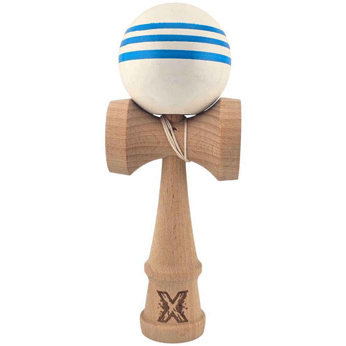Kendama X Originala, Profesionala, Flippy, Original Super Sticky, din Lemn, 18 cm, Dark Alb/Albastru - vivimall.ro
