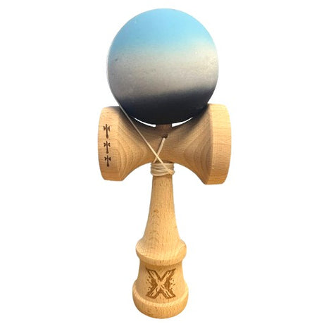 Kendama X Originala, Profesionala, Flippy, Rubber Grip Big Cup V2, din Lemn, 18 cm, Albastru/Alb/Negru - vivimall.ro