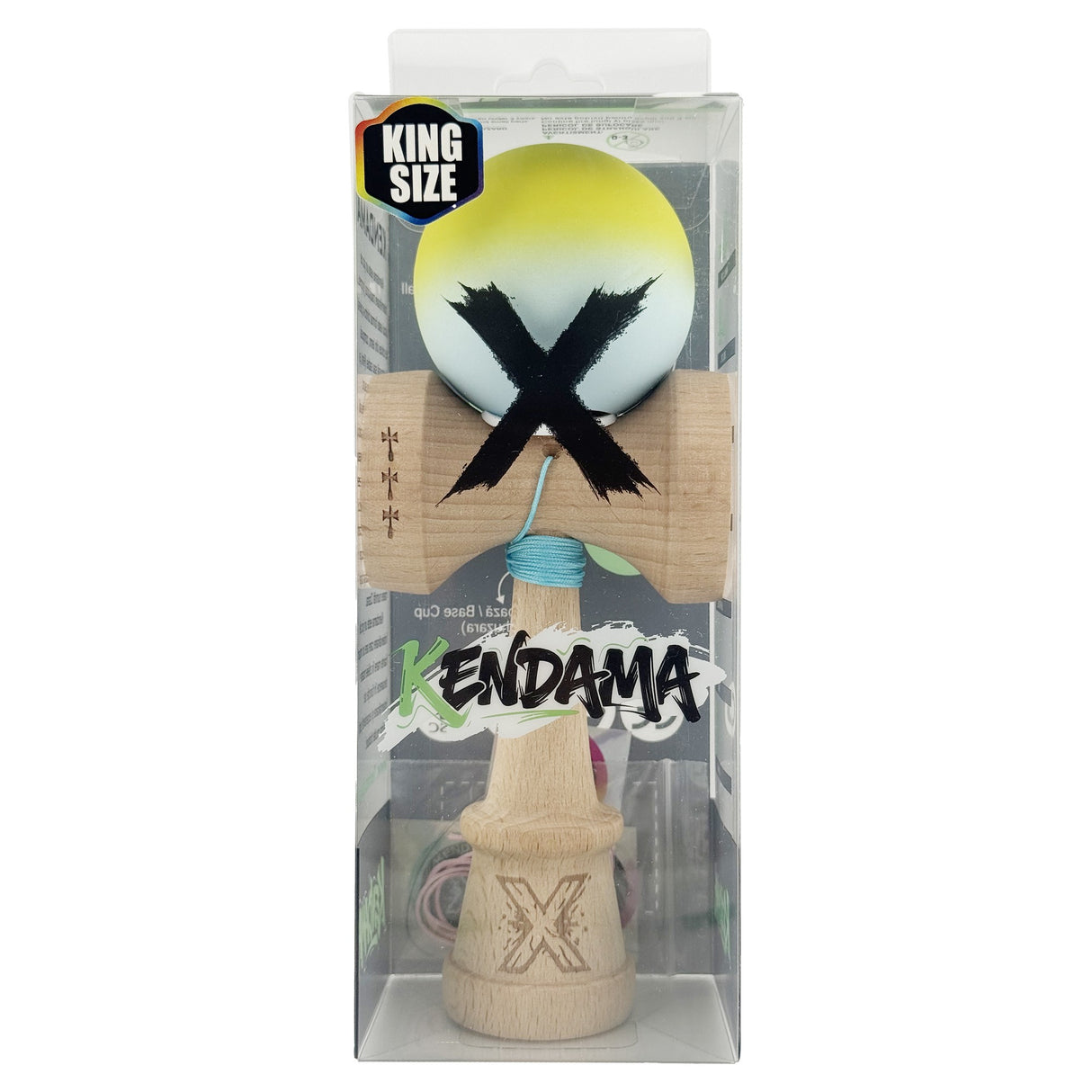 Kendama X Originala, Profesionala, Vivimall, Big Cups V3, Rubber Grip model Galben Verde - vivimall.ro