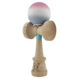 Kendama X Originala, Profesionala, Vivimall, Rubber Grip, Cupe Mari KING SIZE V3, Gaura in Baza, Rulment Metalic, din lemn 18 cm, Ata 55 cm, Gradient Roz/Alb/Gri - vivimall.ro