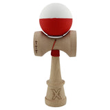 Kendama X Originala, Profesionala, Vivimall, Rubber Grip, Cupe Mari KING SIZE V3, Gaura in Baza, Rulment Metalic, din lemn 18 cm, Ata 55 cm, Bicolor Alb/Rosu - vivimall.ro