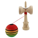Kendama X Originala, Profesionala, Vivimall, Rubber Grip, Cupe Mari KING SIZE V3, Gaura in Baza, Rulment Metalic, din lemn 18 cm, Ata 55 cm, Special Rosu/Galben/Verde - vivimall.ro