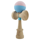 Kendama X Originala, Profesionala, Vivimall, Rubber Grip, Cupe Mari KING SIZE V3, Gaura in Baza, Rulment Metalic, din lemn 18 cm, Ata 55 cm, Bicolor Roz/Bleu - vivimall.ro