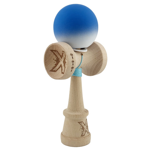 Kendama X Originala, Profesionala, Vivimall, Big Cups V3, Rubber Grip model Albastru/alb - vivimall.ro