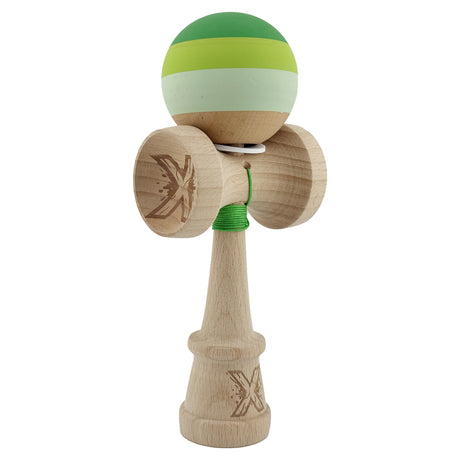 Kendama X Originala, Profesionala, Vivimall, Rubber Grip, Cupe Mari KING SIZE V3, Gaura in Baza, Rulment Metalic, din lemn 18 cm, Ata 55 cm, Special Verde degrade - vivimall.ro