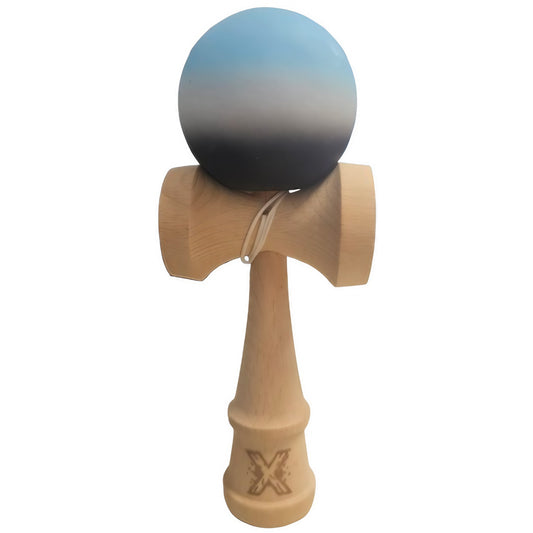 Kendama X Originala, Profesionala, Vivimall, Rubber Grip, din Lemn, 18 cm, Albastru/Alb/Negru - vivimall.ro
