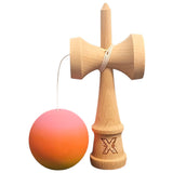 Kendama X Originala, Profesionala, Vivimall, Rubber Grip, din Lemn, 18 cm, Roz/Portocaliu/Galben