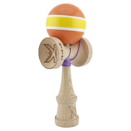 Kendama X Originala, Profesionala, Flippy, Big Cups V2, Super Sticky Legendary Cupe Mari, Rulment Metalic cu Ata 55 cm, Portocaliu/Galben/Alb - vivimall.ro