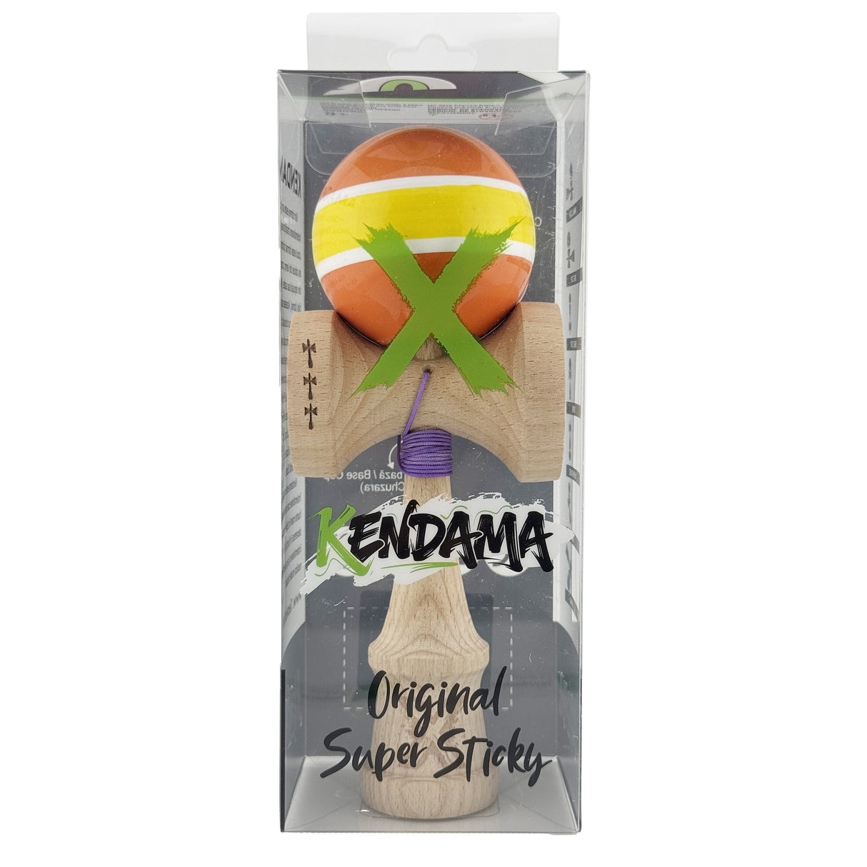 Kendama X Originala, Profesionala, Flippy, Big Cups V2, Super Sticky Legendary Cupe Mari, Rulment Metalic cu Ata 55 cm, Portocaliu/Galben/Alb - vivimall.ro