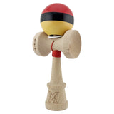 Kendama X Originala, Profesionala, Flippy, Super Sticky cu Cupe Mari KING SIZE V3, Gaura in Baza, Rulment Metalic, din lemn 18 cm, Ata 62/65 cm, Rosu/Negru/Galben- - vivimall.ro
